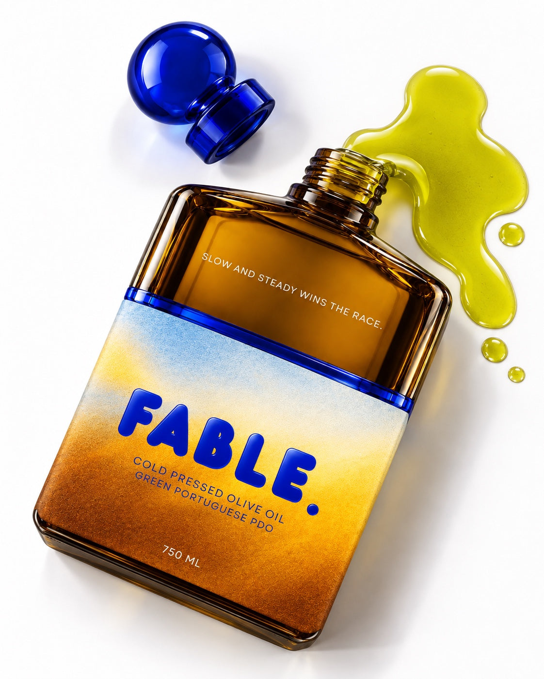 FABLE bottle with bright green olive oil