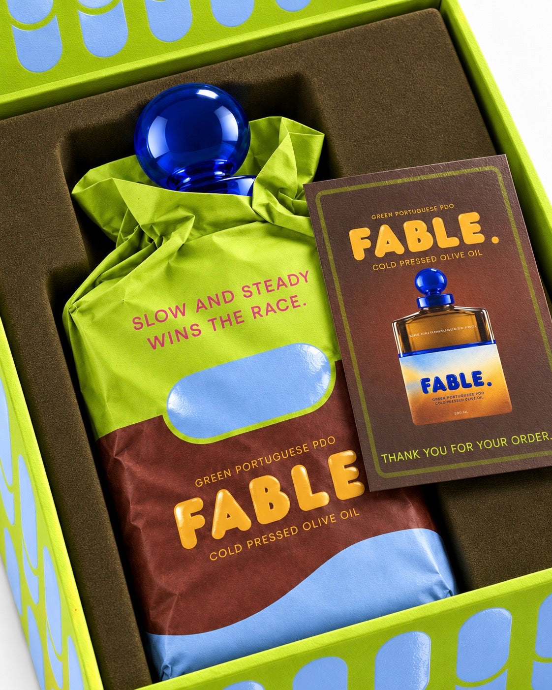 FABLE packaging and thank-you card detail