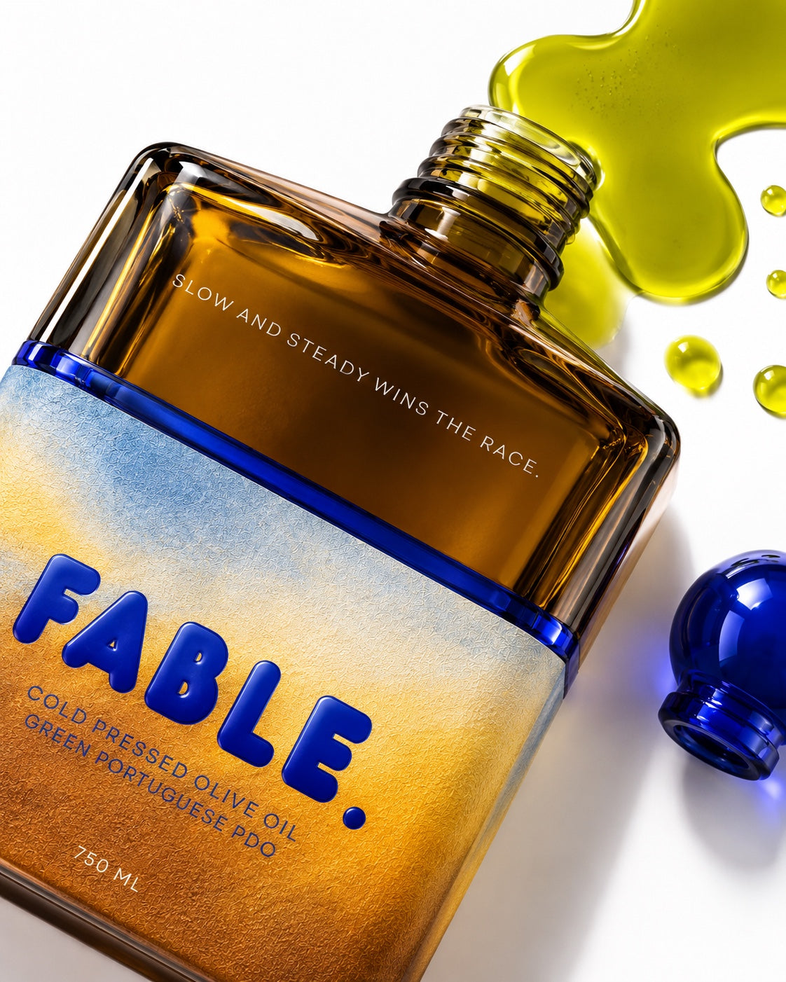 FABLE olive oil bottle studio close-up